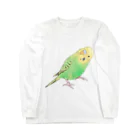 まめるりはことりの首傾げセキセイインコ　ピーちゃん【まめるりはことり】 Long Sleeve T-Shirt