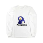 mendakoshopの首を傾けるペンギン ロングスリーブTシャツ