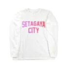 JIMOTO Wear Local Japanの世田谷区 SETAGAYA CITY ロゴピンク ロングスリーブTシャツ