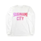 JIMOTO Wear Local Japanの杉並区 SUGINAMI CITY ロゴピンク ロングスリーブTシャツ