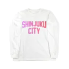 JIMOTO Wear Local Japanの新宿区 SHINJUKU CITY ロゴピンク ロングスリーブTシャツ