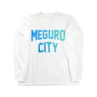 JIMOTO Wear Local Japanの目黒区 MEGURO CITY ロゴブルー ロングスリーブTシャツ
