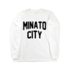 JIMOTO Wear Local Japanの港区 MINATO CITY ロゴブラック ロングスリーブTシャツ