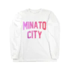 JIMOTO Wear Local Japanの港区 MINATO CITY ロゴピンク ロングスリーブTシャツ