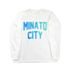 JIMOTO Wear Local Japanの港区 MINATO CITY ロゴブルー ロングスリーブTシャツ