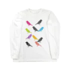PiZakkuのペンタッチな鳥がいっぱい ロングスリーブTシャツ