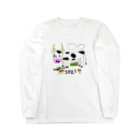 水色プリントのウシのウッシー君 Long Sleeve T-Shirt