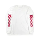 ミコハマの気ままSHOPの編み上げリボン袖（赤） ロングスリーブTシャツ