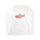 サメ わりとおもいのサメ？はピンク ロングスリーブTシャツ