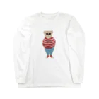 papiko くまさんの洋服を着てお出かけするクマさん　あか　シンプル Long Sleeve T-Shirt