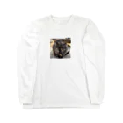 しましまミルクのアイアムサビ猫‼️ ロングスリーブTシャツ