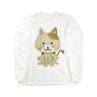 Fred HorstmanのBrown Beige Calico Tabby  Cat ブラウン ベージュ キャット キャリコ タビー ロングスリーブTシャツ