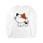 ゴロニャーのダサT屋さんの吾輩は三毛猫である。威風堂々グッズ ロングスリーブTシャツ