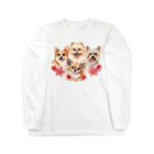SANKAKU DESIGN STOREのお花の似合う小さい犬たち。 Long Sleeve T-Shirt