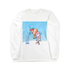 さつきうさぎえびえびショップのさむさむえび丸〜背景＆サイン入り〜 Long Sleeve T-Shirt