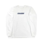 【USAGISKI】(ウサギスキー)のUSAGISKIロゴ 斜め切り 紺字 Long Sleeve T-Shirt