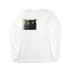 ねこじまんスーベニアショップのねこじまんBlack Cat Moan Long Sleeve T-Shirt