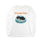 Teal Blue Coffeeのお昼寝の時間　-puppy teal- ロングスリーブTシャツ