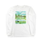 たびねこグッズSHOPのたびねこ-緑色の風 Long Sleeve T-Shirt