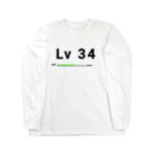 歯車デザインのレベル34 レベルアップ ロングスリーブTシャツ