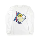 ほほらら工房 SUZURI支店のエンピツだっこオカメインコ ロングスリーブTシャツ