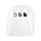 ねころぽん【ドット】のモノクロ猫ちゃんズ ロングスリーブTシャツ