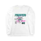 PUMGPINGのプロテインを飲むウシさんロンティー（ホワイト） Long Sleeve T-Shirt