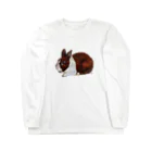 rabbit loverのフワフワうさぎ（茶色） ロングスリーブTシャツ