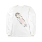 simanagareのファラオみたいに寝る猫(ハチワレ) ロングスリーブTシャツ