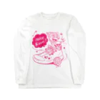 Hitotsuki Designのカラーが選べる/Twin pigs (プリント:Pink） ロングスリーブTシャツ