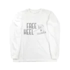 SNOW LIFE JOURNEYのFREE HEEL テレマークスキーブーツイラスト入り ロングスリーブTシャツ