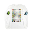 Cody the LovebirdのChubby Bird 鳥さん大集合 ロングスリーブTシャツ