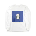 岩と猫の肩にロープをかけた猫ちゃん（青）Tシャツ Long Sleeve T-Shirt