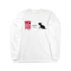 萩岩睦美のグッズショップの長そでT　ブダペストのポストと犬　（サイン黒） Long Sleeve T-Shirt