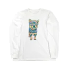 chaCo life with color&natureの油絵カラフル黒シバっ子 Long Sleeve T-Shirt