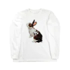 rabbit loverのフワフワうさぎ（茶ぶち） ロングスリーブTシャツ