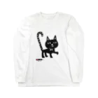 オクマーSUZURIショップの水玉しっぽの黒猫ちゃん Long Sleeve T-Shirt