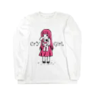 aocollectionの涙少女(桃) ロングスリーブTシャツ