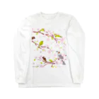 LittleLoroのSAKURA 0540 春桜 メジロ ヒヨドリ スズメ お花見日和 Long Sleeve T-Shirt