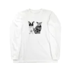 プリティーワンワンネコネコの愛犬と愛猫 ロングスリーブTシャツ