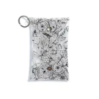 momokoharadaの黒い線画の花柄 Mini Clear Multipurpose Case