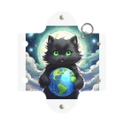 yoiyononakaの地球を抱きかかえる黒猫05 Mini Clear Multipurpose Case