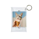 猫雑貨屋　ねこまろのアイスにかぶりつく猫 Mini Clear Multipurpose Case