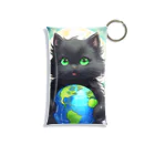 yoiyononakaの地球を抱きかかえる黒猫05 Mini Clear Multipurpose Case