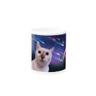 ひよこめいぷるの宇宙猫と宇宙ハムスター マグカップの取っ手の反対面
