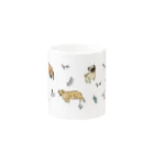 omamiの犬とお花柄 Mug :other side of the handle