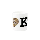 SHOP W　SUZURI店のI ♥ Kiji Tora　マグカップ Mug :other side of the handle