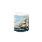 世界の絵画アートグッズのアントニオ・ヤコブセン《海の上のヤングアメリカ号》 マグカップの取っ手の反対面