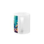 青空クリエイトの海亀とプルメリア Mug :handle