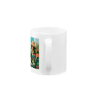 AQUAMETAVERSEのお花畑に囲まれる猫ちゃんと私 アメジスト 2846 Mug :handle